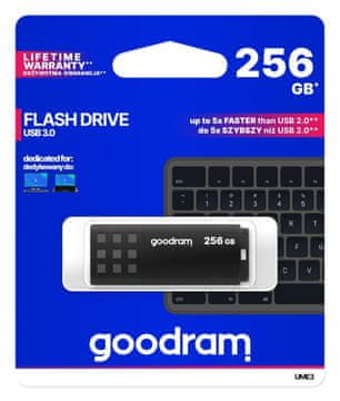 GoodRam 256GB UME3 USB 3.2 Gen 1 USB memorijski ključ crne boje