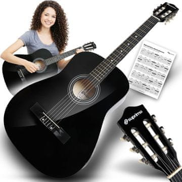 Mo CGS1 BK 4/4 klasična gitara crna za početnike set za učenje akorda