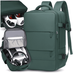 Nikcorp Putni ruksak kabinska prtljaga 40x30x20 cm, vodootporan, prostran, s USB priključkom za punjenje, pretinac za laptop do 14", idealan za Ryanair i Wizzair, crni, organizator, ventiliran pretinac za