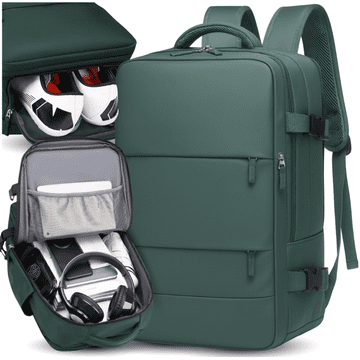 Nikcorp Putni ruksak kabinska prtljaga 40x30x20 cm, vodootporan, prostran, s USB priključkom za punjenje, pretinac za laptop do 14", idealan za Ryanair i Wizzair, crni, organizator, ventiliran pretinac za