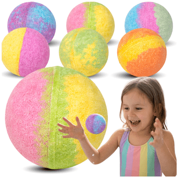 Nikcorp Set 6 Rainbow Kugli za Kupanje – Aromatične i Relaksirajuće, Svaka 180g, Dimenzije 7x7x7 cm, Prirodni Sastojci, Efekt Pjene i Boja, Idealan Poklon za Djecu i Odrasle