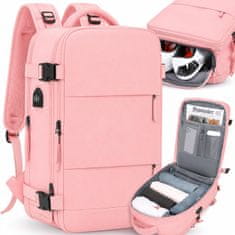 Nikcorp Putni ruksak kabinski 40x30x20 cm, vodootporni, prostrani, s USB priključkom, pretinac za laptop do 14", sustav kofera, idealna ručna prtljaga za Ryanair i Wizzair, crni