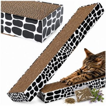 Nikcorp Kartonska grebalica za mačke Dalmatiner, izdržljiva i stabilna, s mačjom metvicom, 47x12,5x4,5 cm, valoviti karton, zaštita namještaja, lagana konstrukcija, univerzalni dizajn