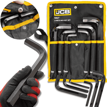 JCB set imbus ključeva, 6 komada na listu, 12-24 mm, tip L, Cr-V HEX