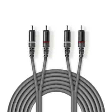 Nedis Stereo audio kabel 2x RCA muški 2x RCA muški Niklani 5 00 m Okrugli Tamno sivi Kartonski omot