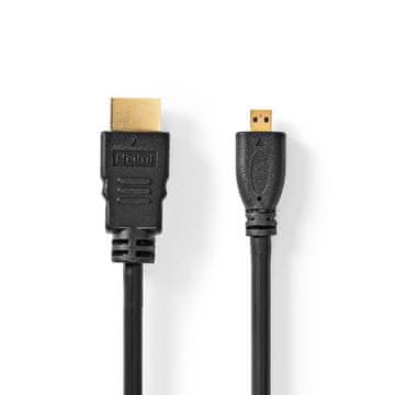 Nedis HDMI kabel velike brzine s Ethernetom HDMI priključak HDMI mikro priključak 4K 30Hz 10 2 Gbps 2 00 m Okrugli PVC Crni Kutija