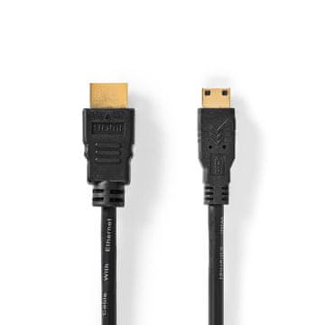 Nedis HDMI kabel velike brzine s Ethernetom HDMI priključak HDMI mini priključak 4K 30Hz 10 2 Gbps 2 00 m Okrugli PVC Crni Kutija