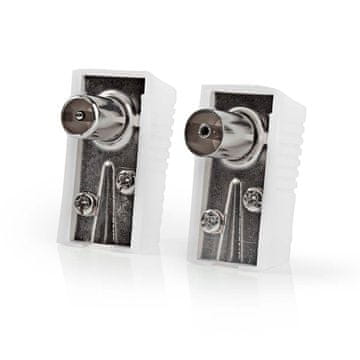Nedis IEC koaksijalni Kutni Muški Ženski Niklani 75 Ohm Vijčani Promjer ulaznog kabela 7 0 mm Metal PVC Bijela 2 kom Kutija