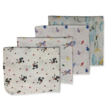 4 MINI PELENE OD MUSLINA, 38x38 maramica za dječake