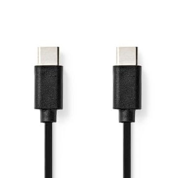 Nedis USB kabel USB 2 0 USB C muški USB C muški 60 W 480 Mbps Niklani 1 00 m Okrugli PVC Crni Kutija