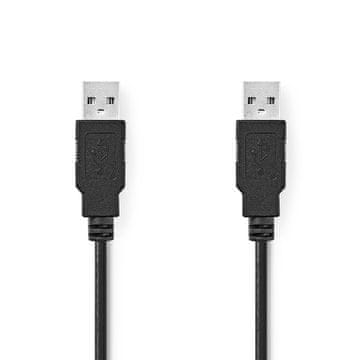 Nedis USB kabel USB 2 0 USB A muški USB A muški 480 Mbps Niklani 2 00 m Okrugli PVC Crni Kutija