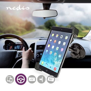Nedis Držač za tablet u automobilu Maks kompatibilnost veličine zaslona 12 Montira se na prozor i naslon za glavu u automobilu Prilagodljiv
