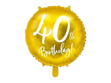 PartyDeco Folija balon za 40. rođendan zlatne boje 45 cm
