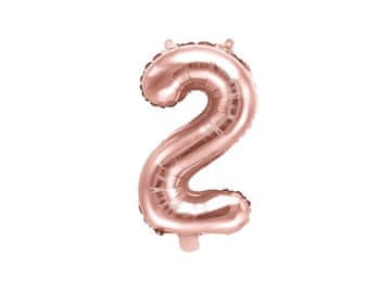 PartyDeco Folija balon broj "2" ružičasto zlatne boje 35 cm