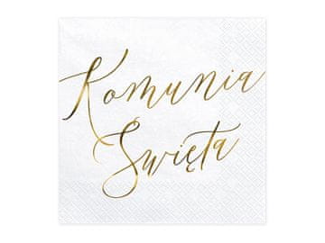 PartyDeco Salvete za svetu pričest 33x33 cm bijelo/zlatne 20 kom