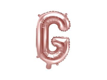 PartyDeco Folija balon slovo "G" ružičasto zlato 35 cm
