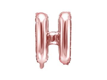 PartyDeco Folija balon slovo "H" ružičasto zlato 35 cm