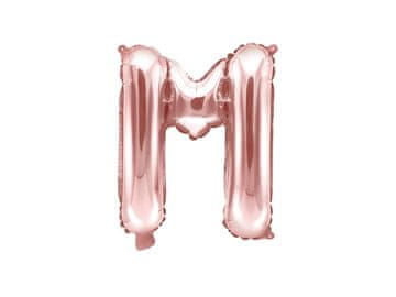 PartyDeco Folija balon slovo "M" ružičasto zlato 35 cm