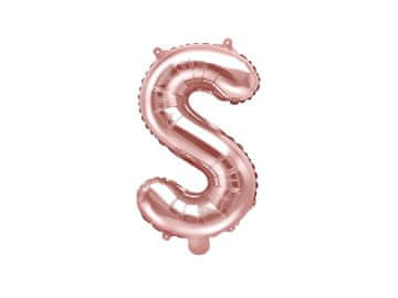 PartyDeco Folija balon slovo "S" ružičasto zlato 35 cm
