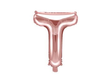 PartyDeco Folija balon slovo "T" ružičasto zlato 35 cm