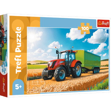 Trefl 16494 "100" - Poljoprivredni strojevi - traktor s prikolicom / palice