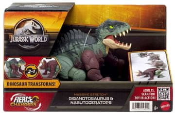 Mattel FIGURKA JURSKI SVIJET NASUTOCERATOPS GIGANTOSAURUS TRANSFORMUJĄCY