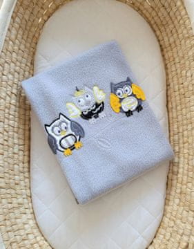 MY SWEET BABY Flis dekica za bebe - Bigi Zibi & Adele Owls - siva i žuta