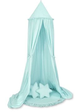 MY SWEET BABY Set: viseći baldahin za dječju sobu, prostirka s volanom, jastuci - svijetlo smeđa