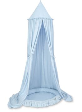 MY SWEET BABY Set: viseći pamučni baldahin za dječju sobu i gnijezdo s volanom - plavi