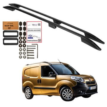 Krovni nosači FIAT DOBLO KRATKI OD 2010.-2022. Crne, čvrste i izdržljive