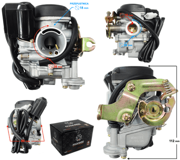 Moretti Karburator GY6, 50cc 4T, p.18 mm, automatska čok, plastični poklopac
