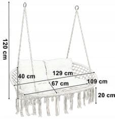 EH Viseća stolica Stork's Nest LAGOS krem s jastucima
