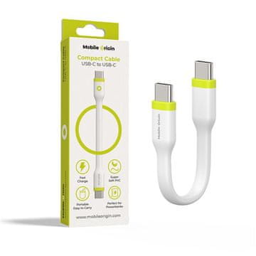 Mobile-origin kompaktni kabel USB-C na USB-C, 10 cm, 60 W, bijeli (COMC-USBC-WHT)