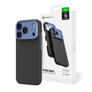 Titan AmazingThing Titan Max Lens maska za iPhone 18 Pro Max, aramidna vlakna, pokrov kamere, MagSafe - plava