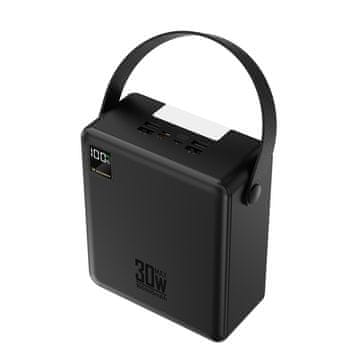 WOZINSKY Wozinsky W8-B Powerbank 100000mAh, 30W, 2xUSB-A, 2xUSB-C, svjetiljka - crna