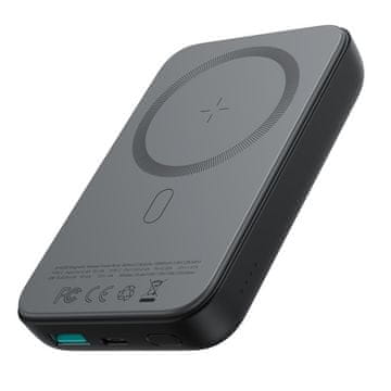 Northix Magnetna bežična mini powerbank baterija 10000mAh, USB-C, USB-A - crna