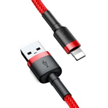 Northix Kevlar USB kabel s Lightning 2.1A, 2m - sivo/crveni