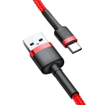 Northix Cafule USB-C kabel 2A, 2m - crveni