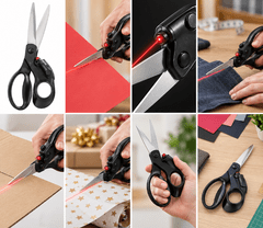 HOME & MARKER® Škare za šivanje s laserskim navođenjem, oštrica od nehrđajućeg čelika, protuklizna ručka za precizno rezanje tkanina | SCISLUX