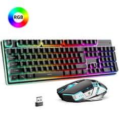 LifeSmart Bežična gaming tipkovnica i miš sa 104 tipke,3200 DPI i RGB LED osvjetljenjem