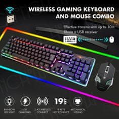 LifeSmart Bežična gaming tipkovnica i miš sa 104 tipke,3200 DPI i RGB LED osvjetljenjem