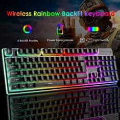 LifeSmart Bežična gaming tipkovnica i miš sa 104 tipke,3200 DPI i RGB LED osvjetljenjem