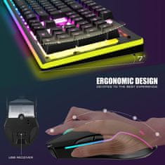 LifeSmart Bežična gaming tipkovnica i miš sa 104 tipke,3200 DPI i RGB LED osvjetljenjem