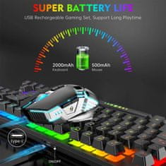LifeSmart Bežična gaming tipkovnica i miš sa 104 tipke,3200 DPI i RGB LED osvjetljenjem