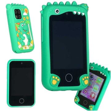 Northix Dječji pametni telefon s kamerom, karticom od 8 GB, zelenim dinosaurom