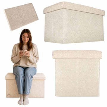 Northix Bež sklopiva otoman za odlaganje 50x31x31 cm