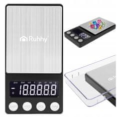 Ruhhy Digitalna mini LCD džepna vaga za nakit 500-0.01 g osvijetljena crna