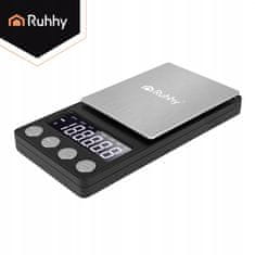 Ruhhy Digitalna mini LCD džepna vaga za nakit 500-0.01 g osvijetljena crna