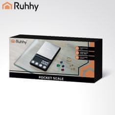 Ruhhy Digitalna mini LCD džepna vaga za nakit 500-0.01 g osvijetljena crna