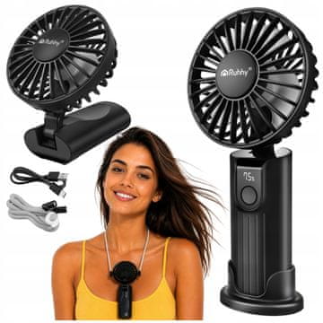 Ruhhy Punjivi sklopivi LCD ručni putni ventilator od 2400 mAh s USB-om